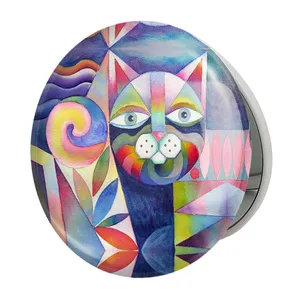 آینه جیبی خندالو طرح نقاشی انتزاعی مدل تاشو کد 5310 