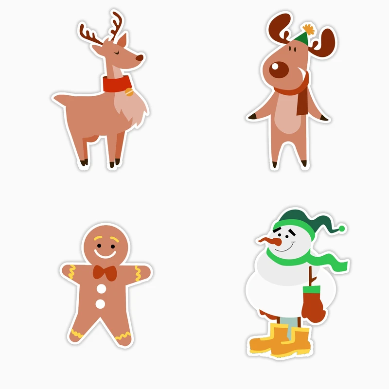 استیکر لپ تاپ و موبایل بووم طرح کریسمس کد MR175 مجموعه 4 عددی