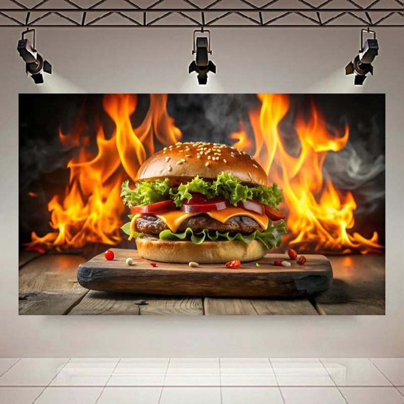 پوستر طرح همبرگر مدل آتشین کد AR303199