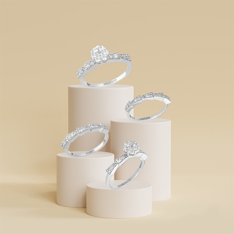 ست حلقه و پشت حلقه طلا 18 عیار زنانه لیلیوم‌ گلد مدل DRC37-34d طرح بولگاری