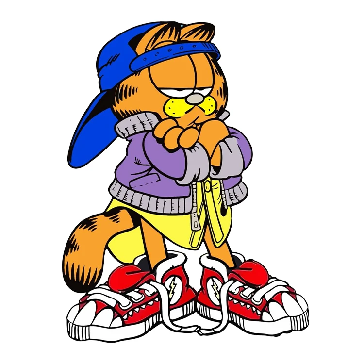 استیکر پارچه و لباس پاد آفرین مدل کارتونی کیوت گارفیلد بامزه کد S3833