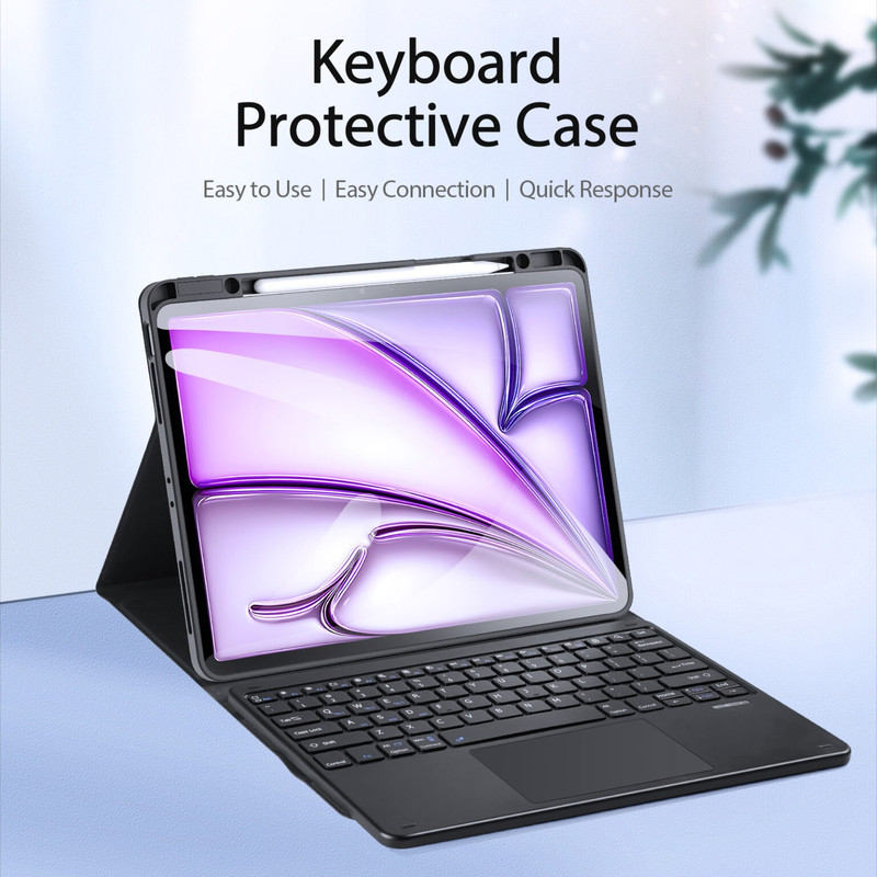 کیف کلاسوری کیبورد دار دوکس دوکیس مدل TK مناسب برای تبلت اپل iPad Air 13 (2024/2025)/iPad Pro 12.9(2020/2021/2022)