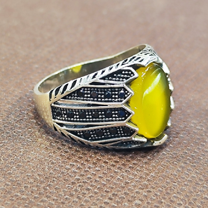 انگشتر نقره مردانه مدل سنگ عقیق کد 3421 انگشتر نقره مردانه مدل سنگ عقیق کد 3421