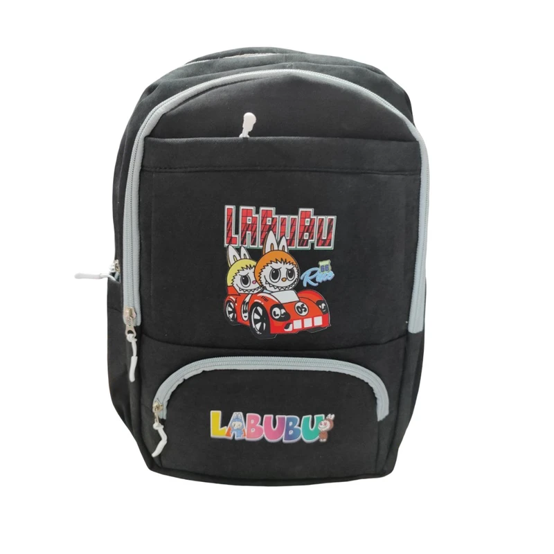 کوله پشتی مدرسه مدل چهار زیپ طرح لبوبووماشین کد 007