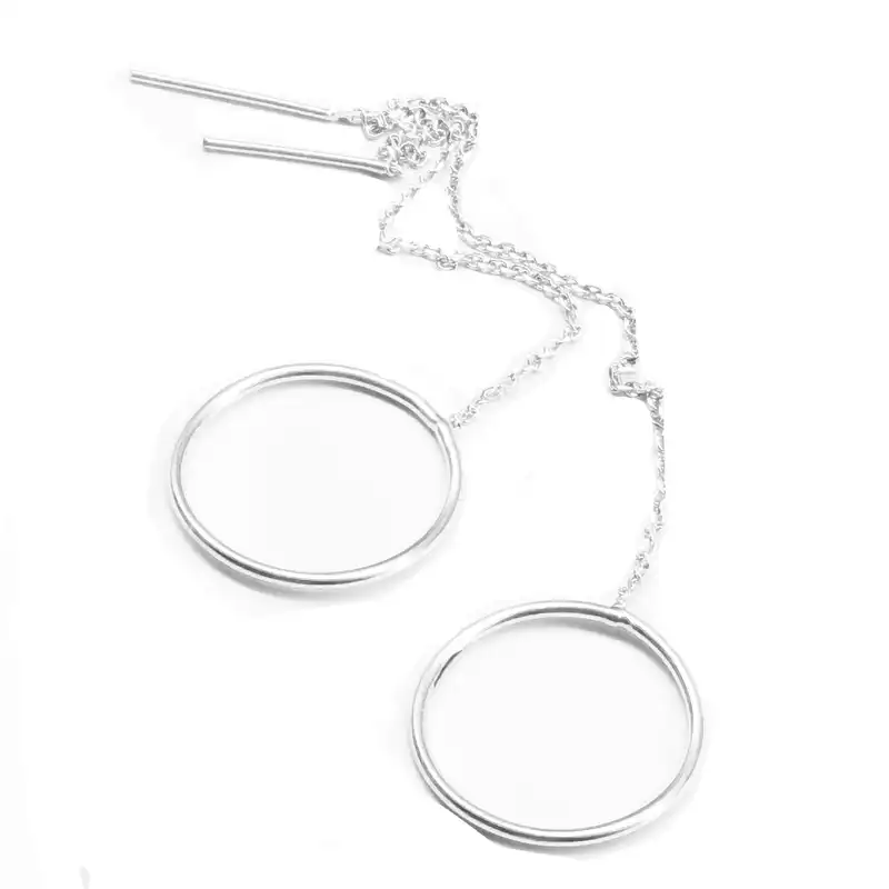 گوشواره نقره زنانه مدل بخیه رینگ کد Go11