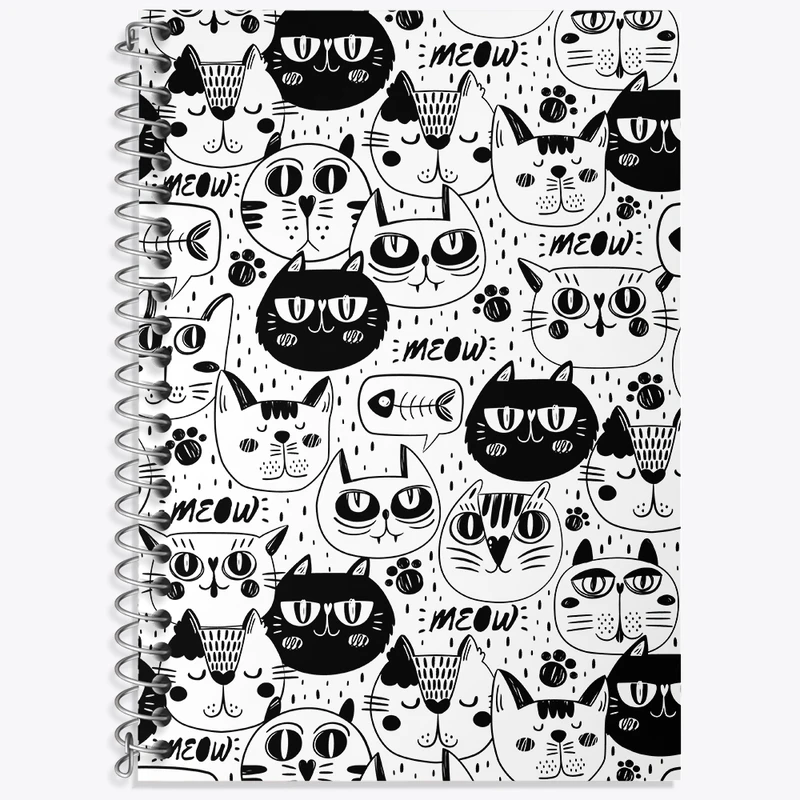 دفتر زبان 50 برگ خندالو مدل سه خط طرح گربه (Cat) کد N260