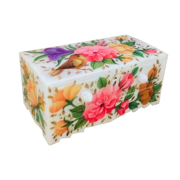 جعبه جواهرات استخوانی طرح گل و مرغ کد B 279