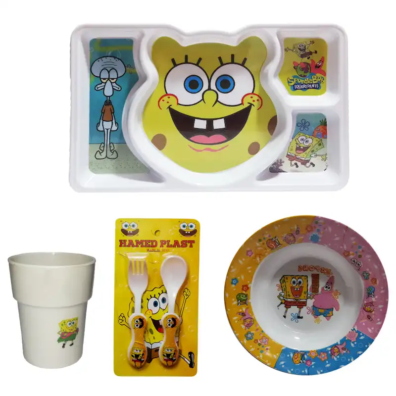 ست 5 تکه ظرف غذا کودک طرح باب اسفنجی
