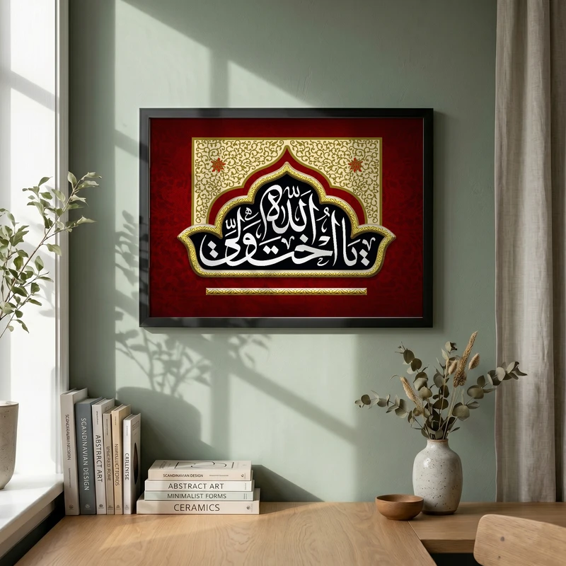 تابلو طرح یا اخت ولی الله مدل G15476 فریم مشکی