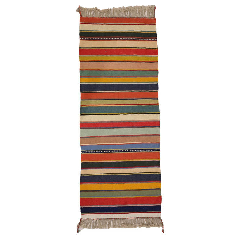 گلیم دستبافت یک و نیم متری مدل دکوراتیو کد 40410107 زمینه رنگی