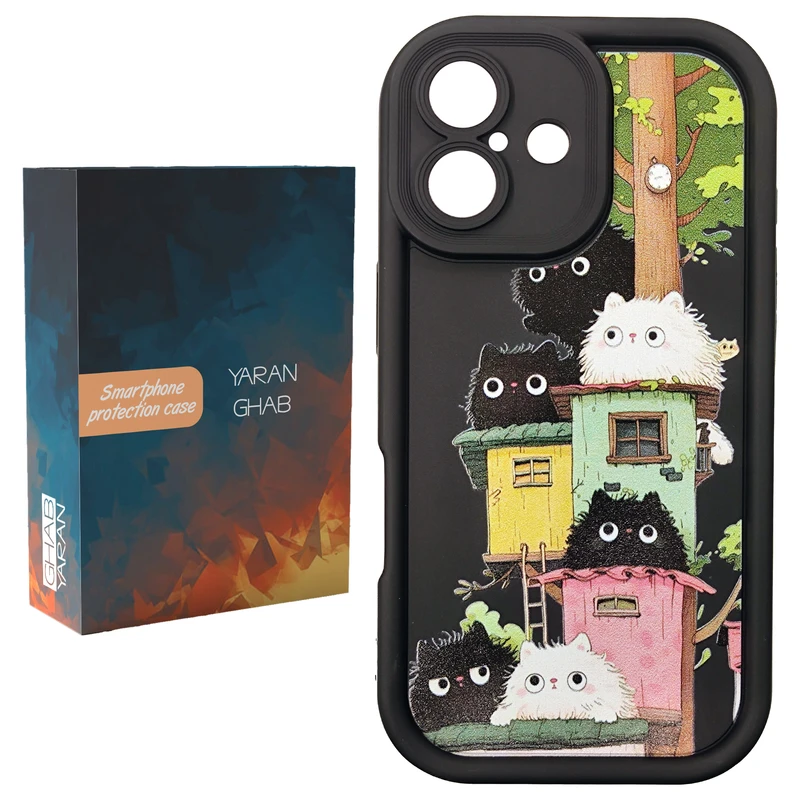 کاور قاب یاران مدل سولید گربه مناسب برای گوشی موبایل اپل iPhone 16 