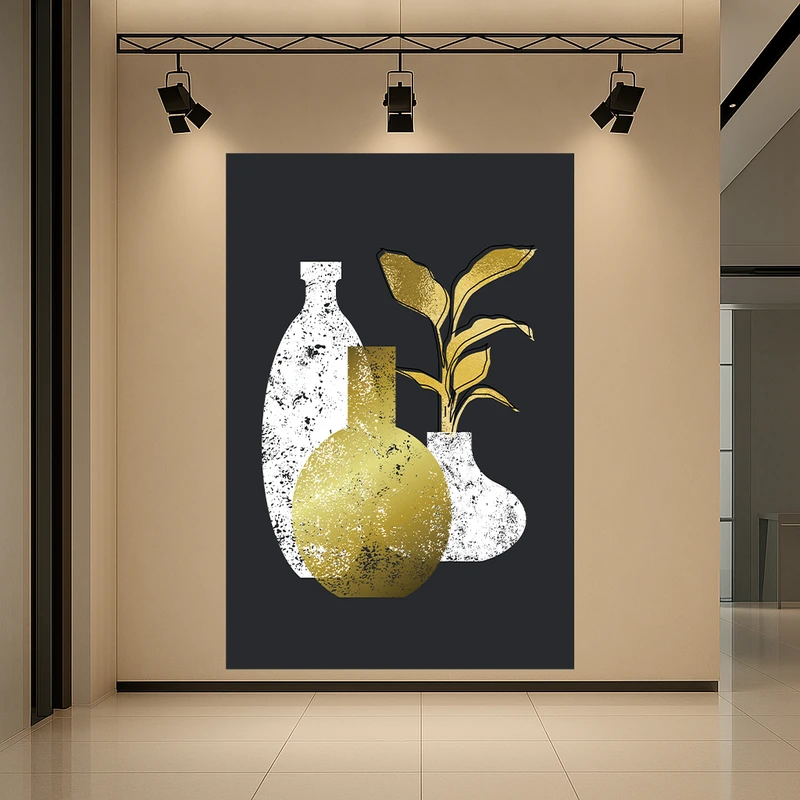 تابلو بوم طرح مخمل مینیمال مدل گلدان کد AR3060194