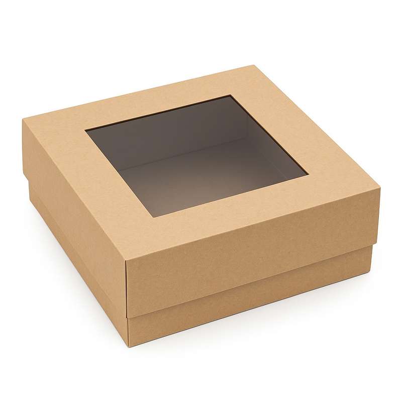 جعبه بسته بندی مدل کرافت درب طلقی شفاف سایز 15×15×5 سانتی متر بسته 10 عددی