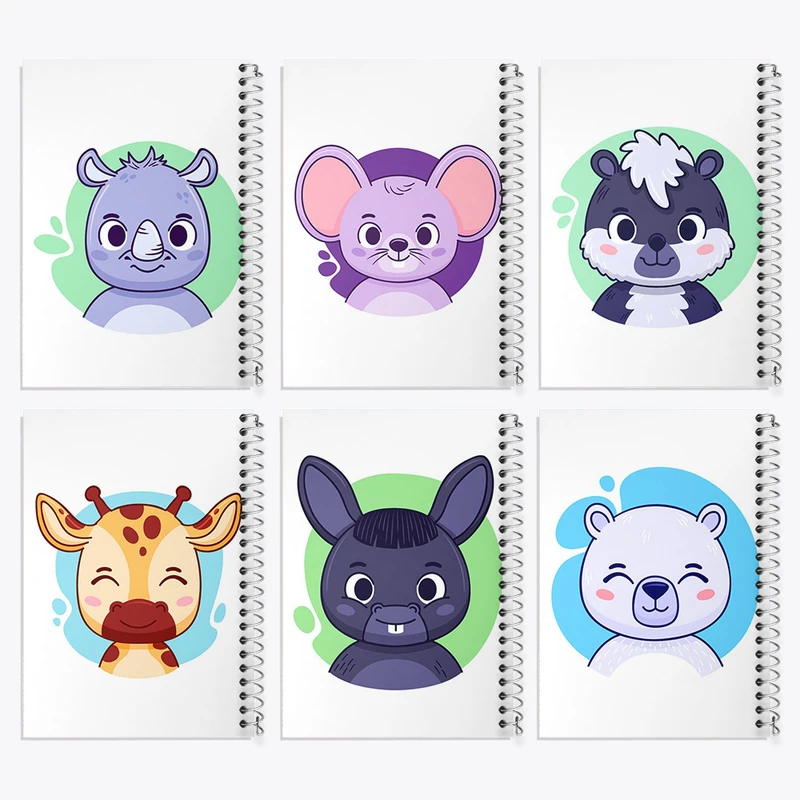 دفتر مشق 50 برگ خندالو طرح حیوانات بامزه کد 456 مجموعه 6 عددی