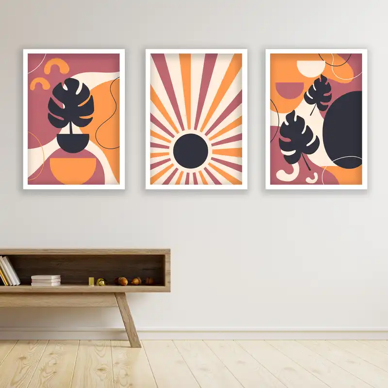 تابلو مدل مینیمال دکوراتیو کد LA-G30139 مجموعه 3 عددی