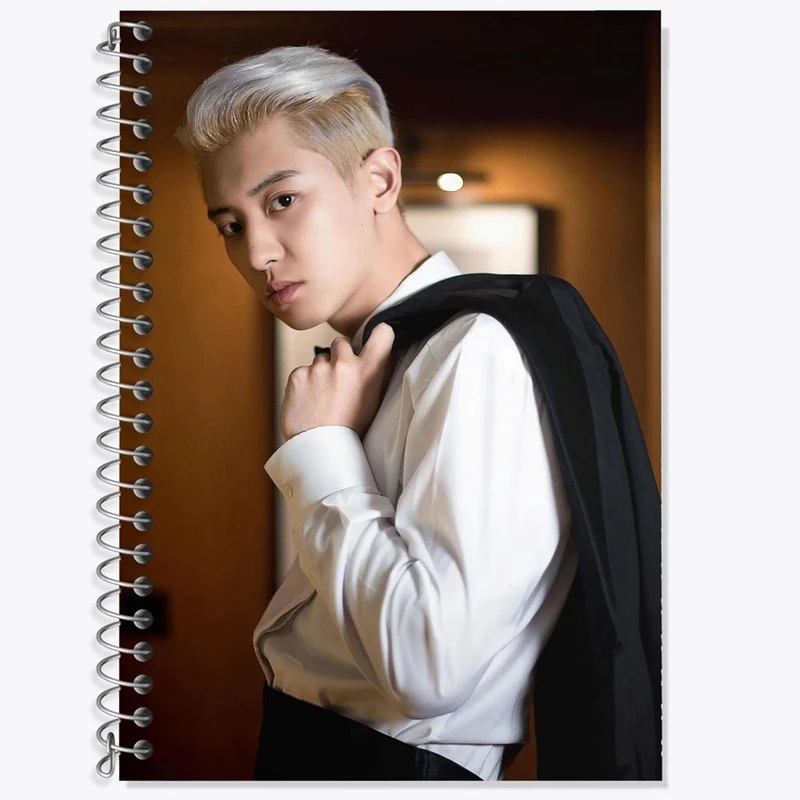 دفتر زبان 50 برگ خندالو مدل دو خط طرح پارک چانیول گروه اکسو EXO کد 13317