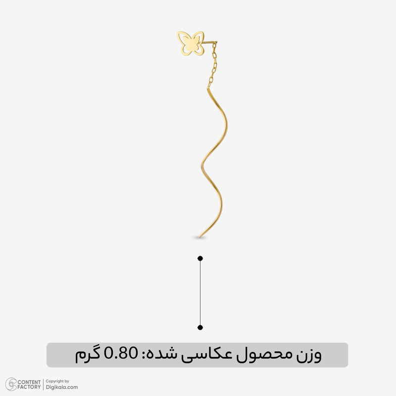 گوشواره بخیه‌ای طلا 18 عیار زنانه مطیع ها مدل 596 پروانه کرلی - 6