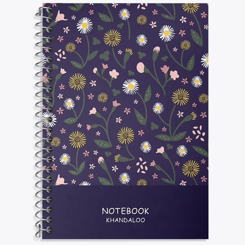 دفتر زبان 50 برگ خندالو مدل سه خط طرح گل گلی کد N895