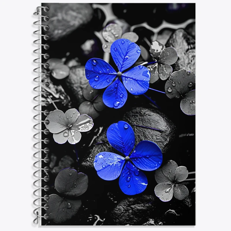 دفتر لغت 50 برگ خندالو طرح گل آبی کد F5245