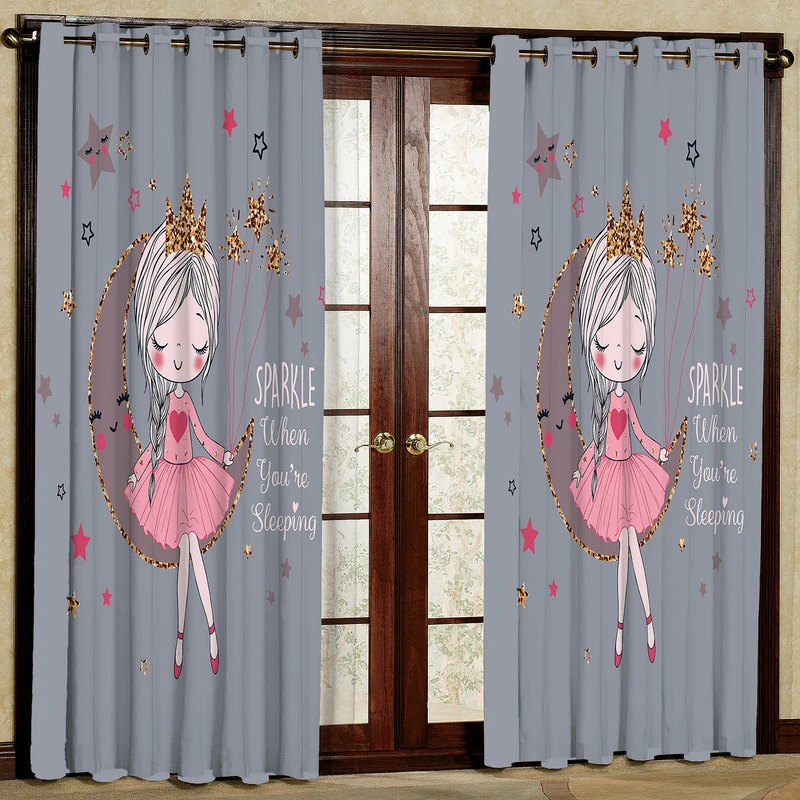 پرده مدل مخمل پانچی طرح کودک  کد 1228T2 سایز 200x140 سانتی متر