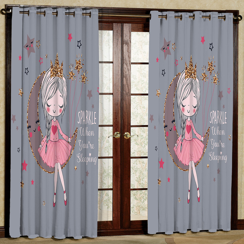 پرده مدل مخمل پانچی طرح کودک کد 1228T2 سایز 200x140 سانتی متر