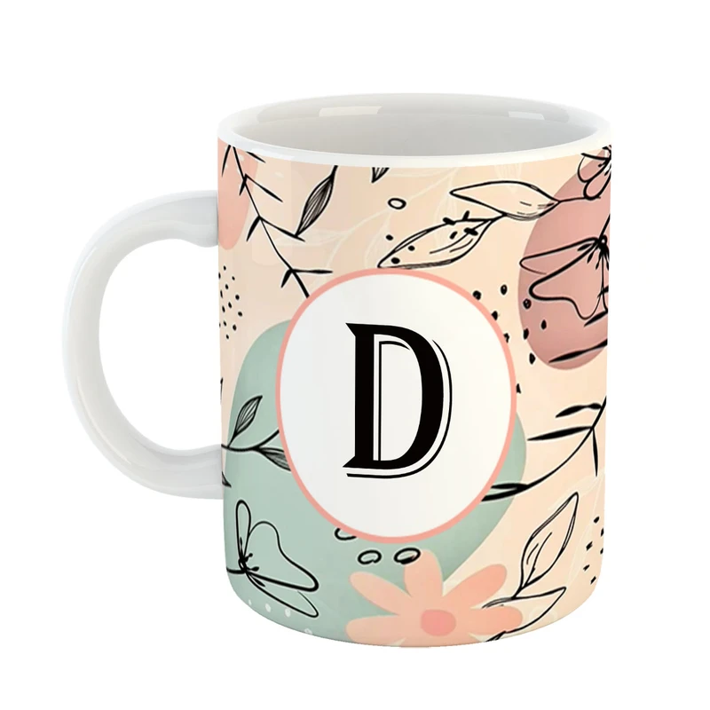 ماگ پادآفرین مدل فانتزی طرح حرف D کد 34