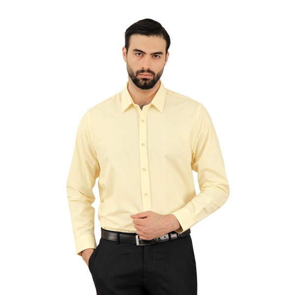 پیراهن آستین بلند مردانه پاتن جامه مدل  102721020242125 رنگ لیمویی