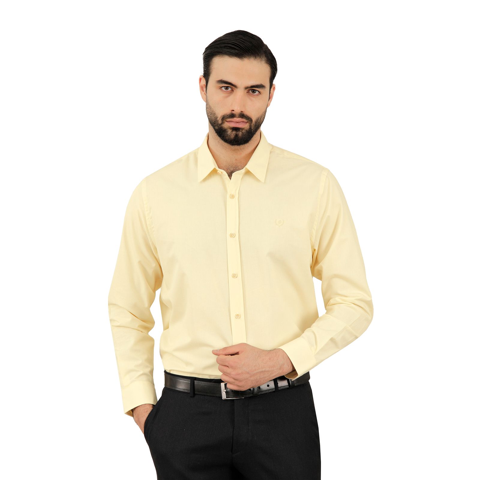 پیراهن آستین بلند مردانه پاتن جامه مدل  102721020242125 رنگ لیمویی -  - 1