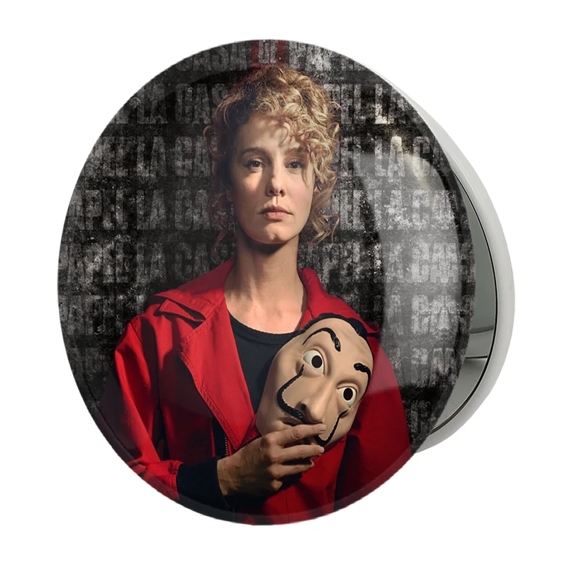 آینه جیبی خندالو طرح مونیکا سریال Money Heist مدل تاشو کد 3222 