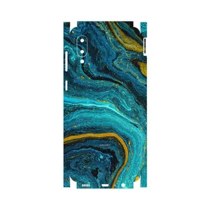 MAHOOT Turquoise marblewith golden streaks-FullSkin Cover Sticker for Samsung Galaxy M02