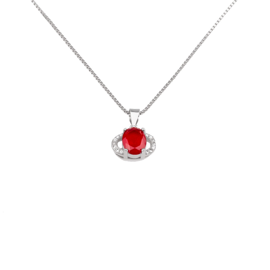 گردنبند نقره زنانه مدل یاقوت کد 21660