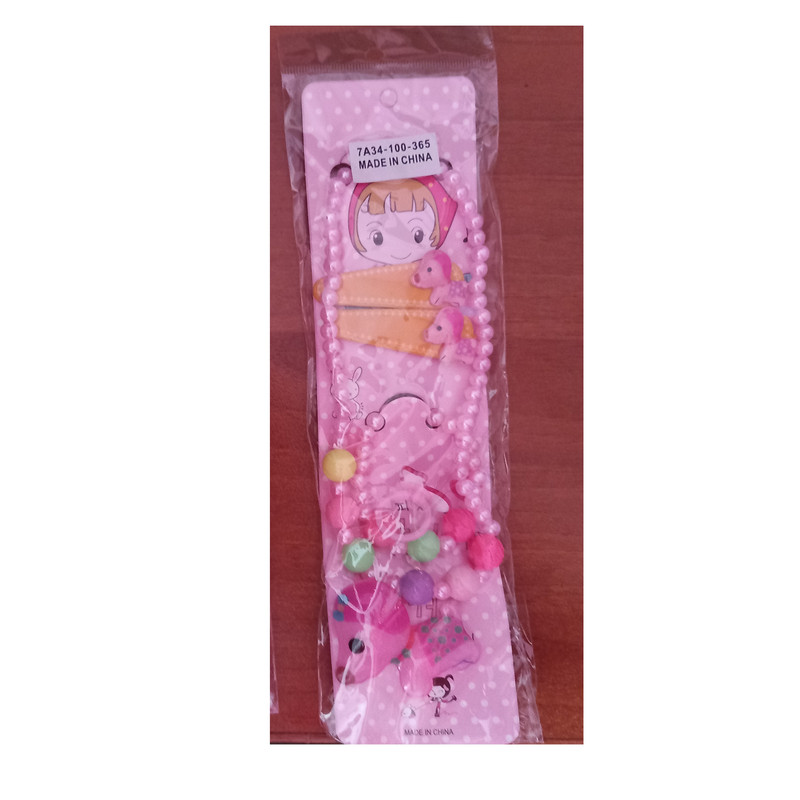 نیم ست دخترانه مدل سگ کوچولو کد Pnk-2 به همراه گیره مو