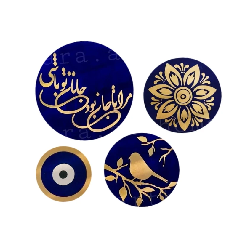 بشقاب دیوارکوب سفالی طرح مدرن مجموعه 4 عددی