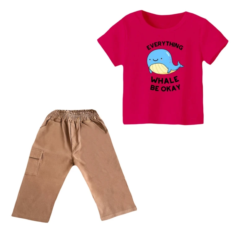 ست تی شرت و شلوارک پسرانه مدل نهنگ کد ۲