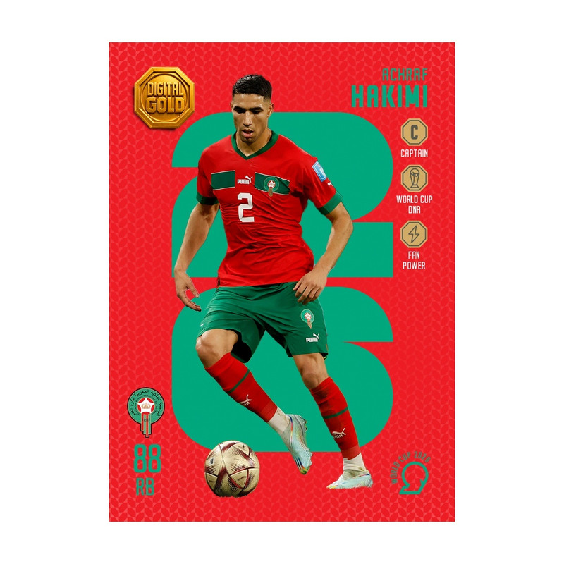 شمش طلای دیجیتال 18 عیار سوت مدل حکیمی HAKIMI طرح کارت فوتبالی جام جهانی 2026 کد SO10135026