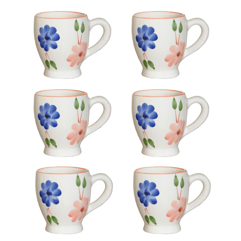 لیوان سفالی طرح گلدار کد r03 بسته 6 عددی