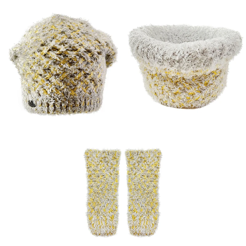 ست کلاه و شال گردن و ساق دست بافتنی بچگانه تارتن مدل 115038