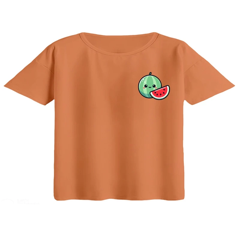 کراپ تی‌شرت آستین کوتاه زنانه مدل هندوانه یلدایی کد 24