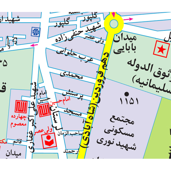 نقشه گیتاشناسی نوین مدل راهنمای منطقه 14 تهران کد 1314