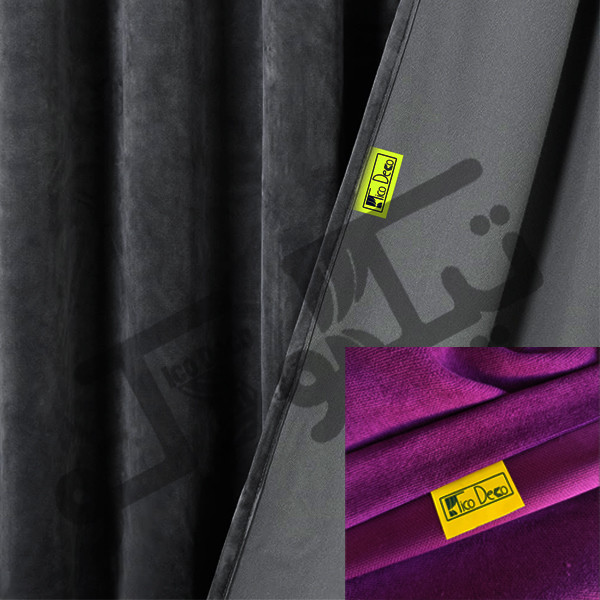 پرده تیکو دکو مدل مخمل مات هانزو شش چین سایز 225x280 سانتی متر