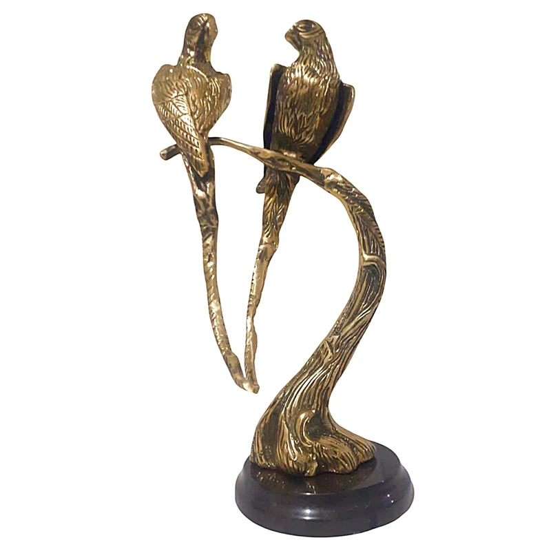 مجسمه برنجی مدل مرغ عشق پایه سنگی کد H-1270