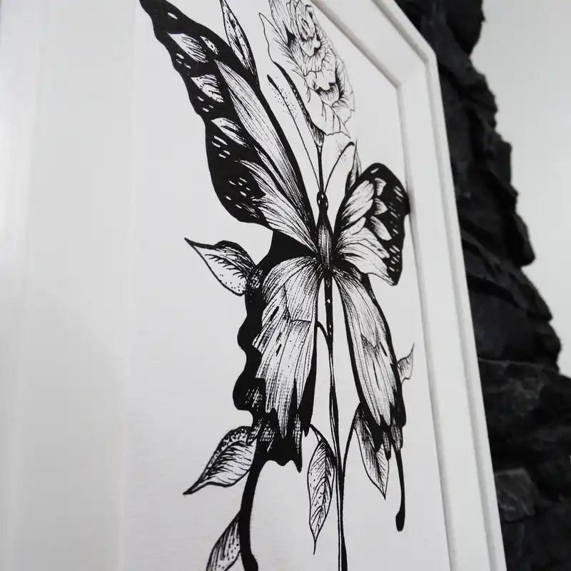 تابلو نقاشی طرح پروانه و گل کد Eli401