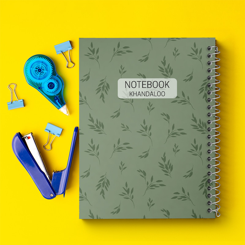 دفتر مشق 100 برگ خندالو طرح مینیمال برگ سبز کد N572
