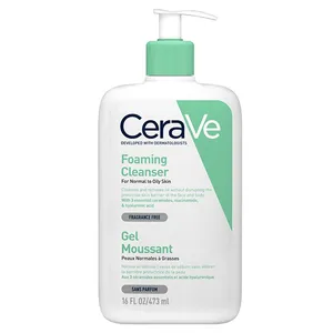 ژل شستشو صورت سراوی مدل foaming cleanser مناسب پوست نرمال تا چرب حجم 473 میلی لیتر