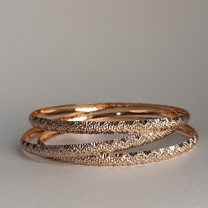 النگو طلا 18 عیار زنانه مدل تراش کد T197s1 بسته 3 عددی