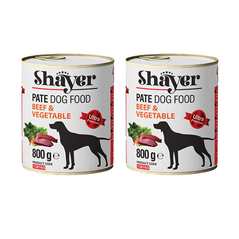 کنسرو غذای سگ شایر مدل پته گوشت و سبزیجات وزن 800 گرم بسته 2 عددی
