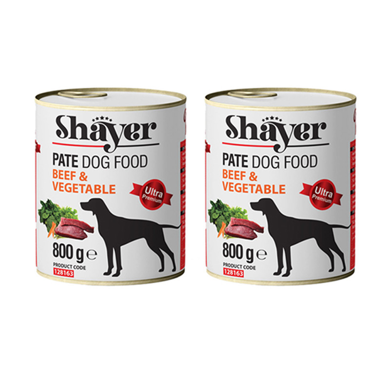 کنسرو غذای سگ شایر مدل پته گوشت و سبزیجات وزن 800 گرم بسته 2 عددی