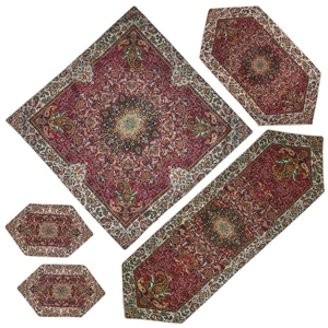 ست 5 تکه رومیزی ترمه مدل قاجار کد ZRSH5-5