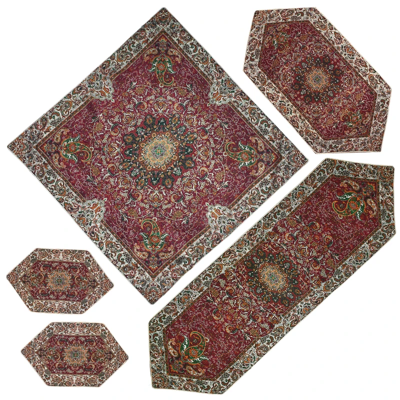 ست 5 تکه رومیزی ترمه مدل قاجار کد ZRSH5-5