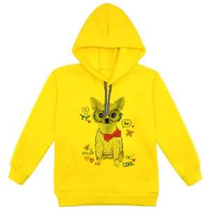 هودی دخترانه مدل سگ عینکی F120 رنگ زرد